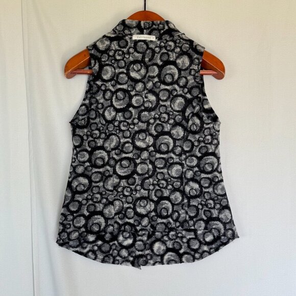 Cut Loose Black Gray White Abstract Circle Print 100% Felted Wool Vest Size S - Picture 8 of 11